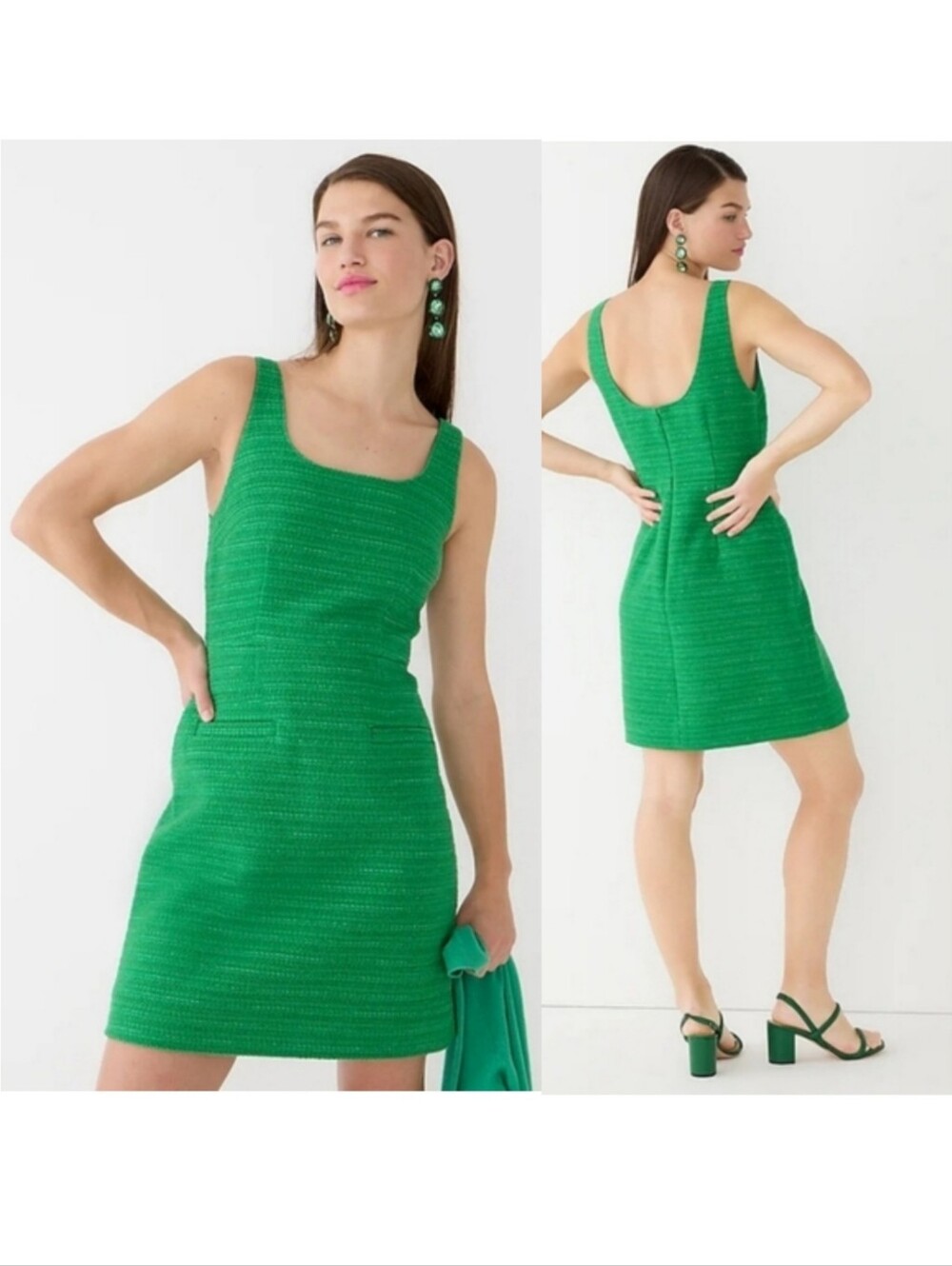 J. Crew Mini sheath dress in Green sequin tweed Size 4